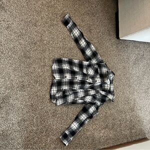 Black & White Plaid Button-Up Shirt